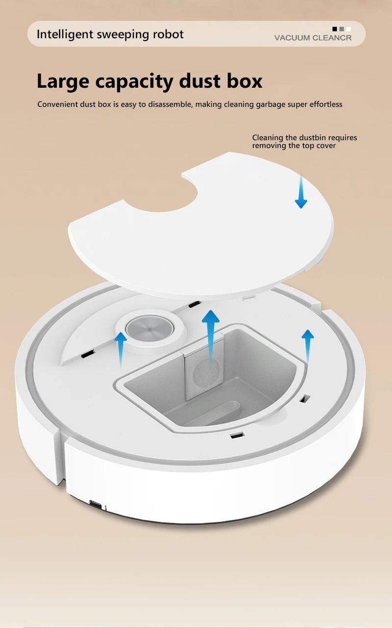 New Smart Sweeping Robot 3-in-1 Smart Cleaner Household Rechargeable Fully Automatic Vacuum Cleaner 6000Pa Suction Pet Hair