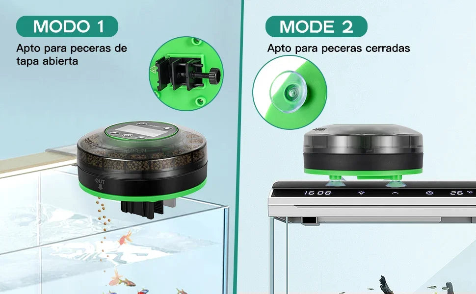 Automatic Fish Feeder for Aquarium, Automatic Food Dispenser with Timer, Rechargeable Timer Feeder, with USB Cable, LCD Display