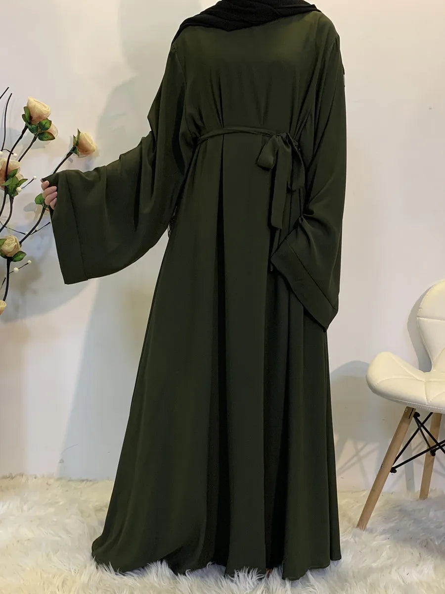 Muslim Women Arabic Dubai Eid Abaya Plus Size Long Dress Modest Ramadan Solid Color Prayer Robe Kaftan Femme Islamic Clothing