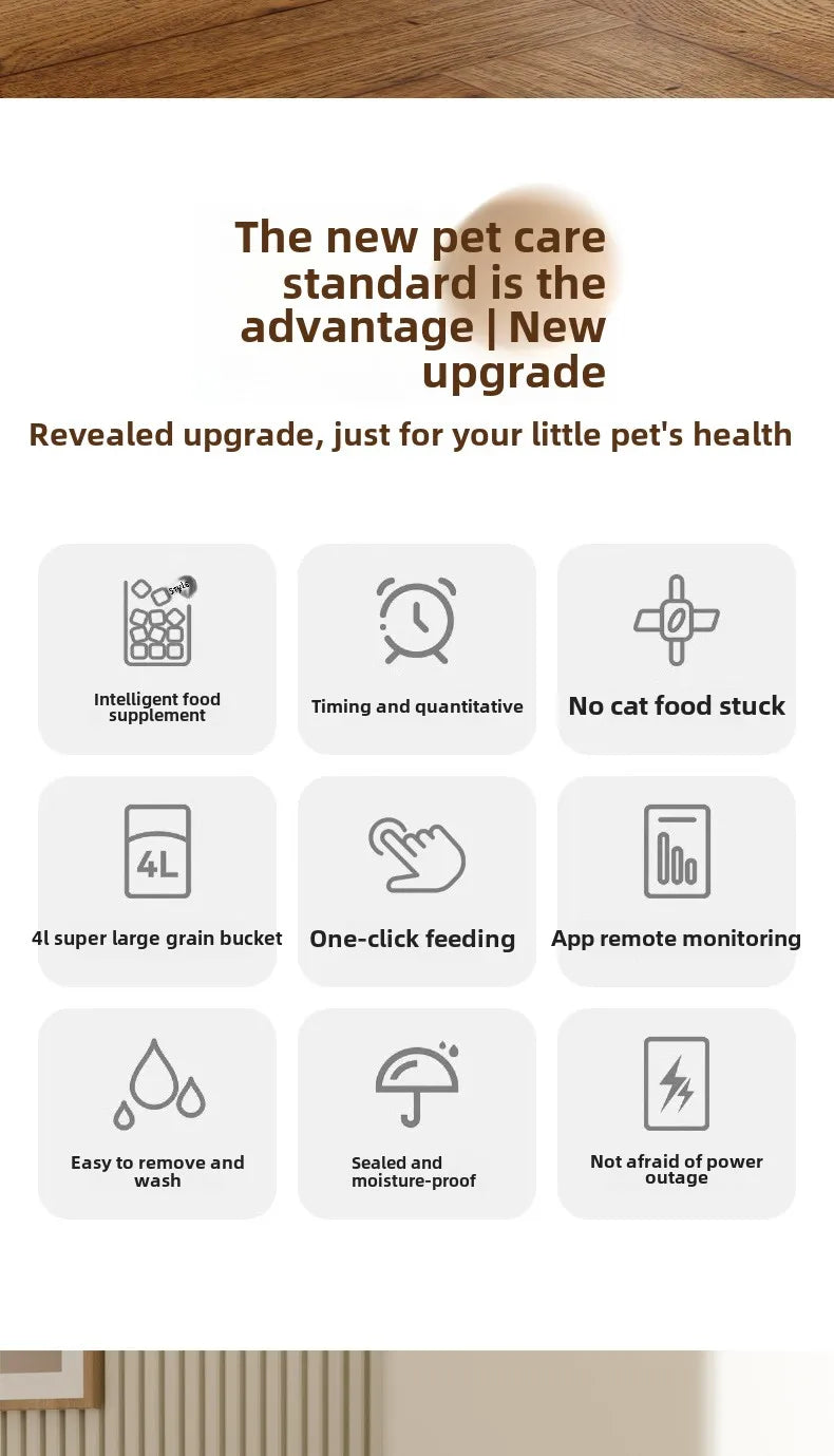 Pet Smart Cats Automatic Feeder Sealed Against Moisture Timer Quantitative Remote Cat Feeders 4l Capacity Pet Products