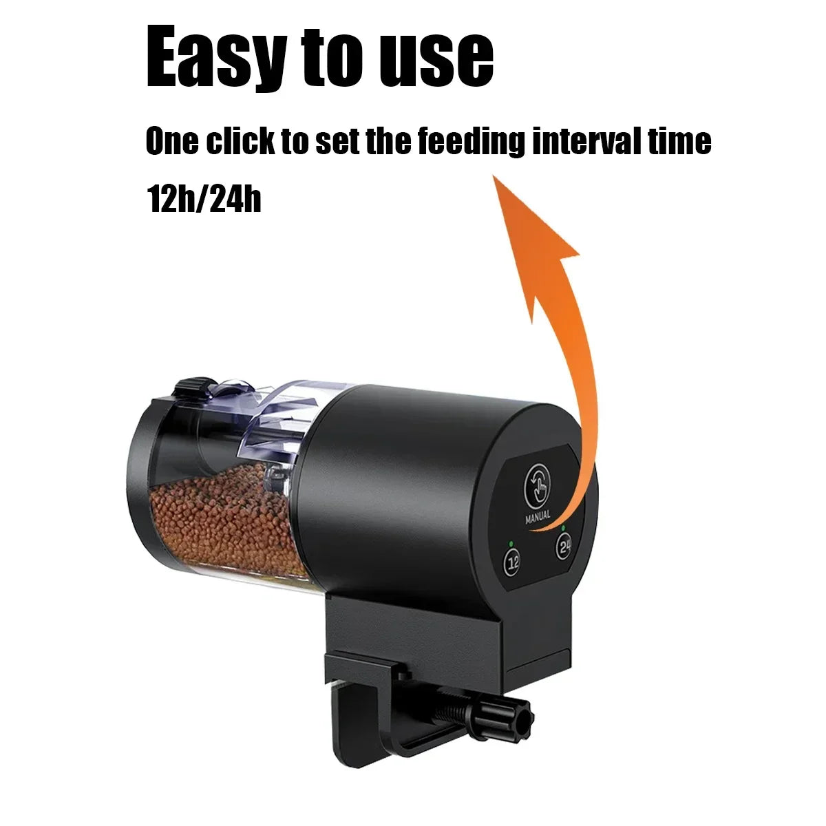 Automatic Fish Feeder 100ml/3.38oz, Smart Timer Auto Fish Food Dispenser with Battery, Easy Install for Aquarium Fish Tank