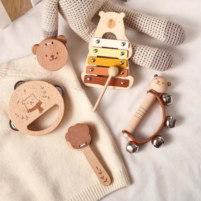 Montessori Toys Baby Music Toys Musical Instrument Wooden Educational Toys Baby 0 3 Years Toys Bear Xylophone Children toys