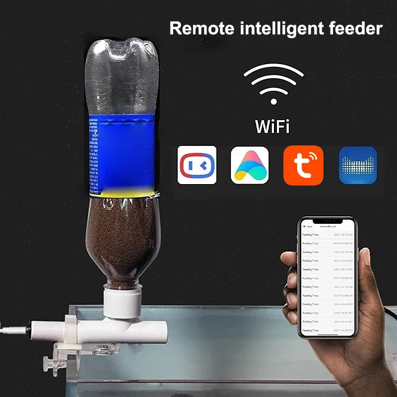 Automatic Fish Feeder - WiFi Smart Feeder For Aquarium, Timed Remote Control Fish Tank Food Dispenser Fish Shrimp Feeding