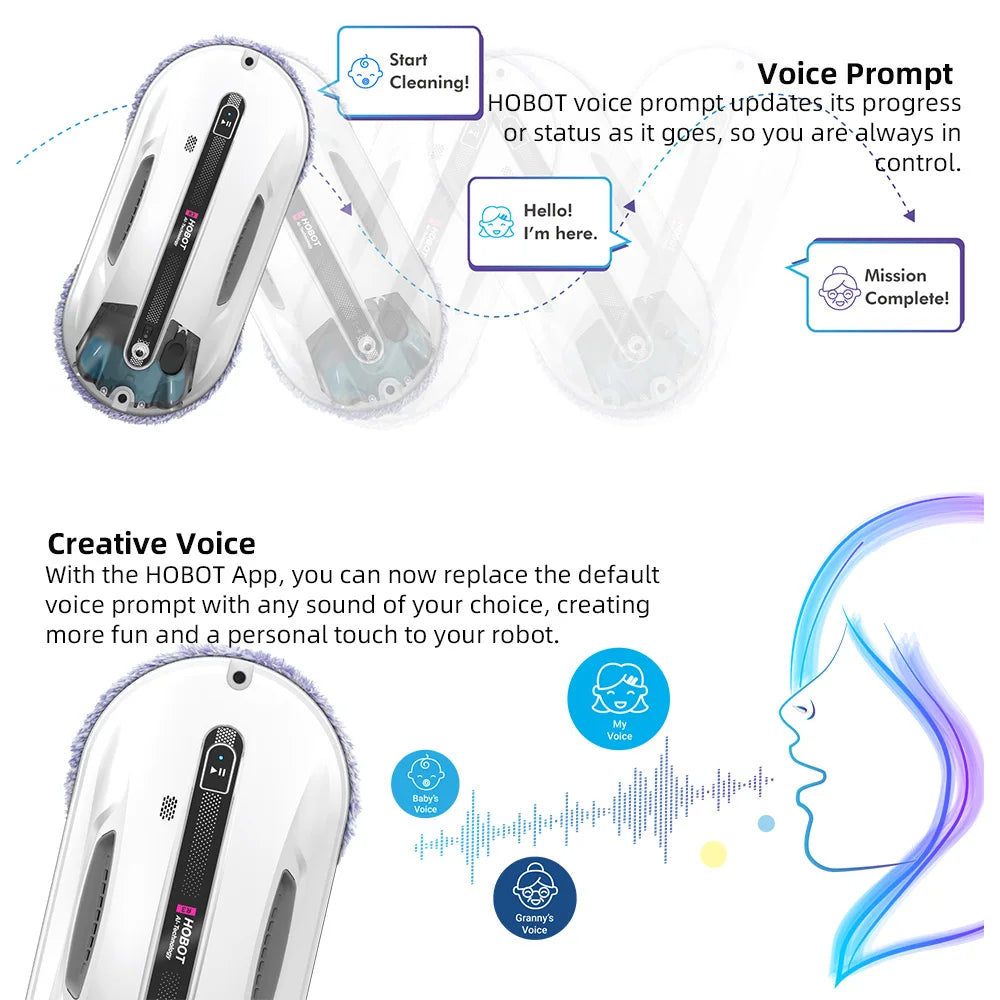 Window Cleaning Robot,  Glass Smart Voice Remote Control Automatic Window Cleaning Robot with Ultra Spray