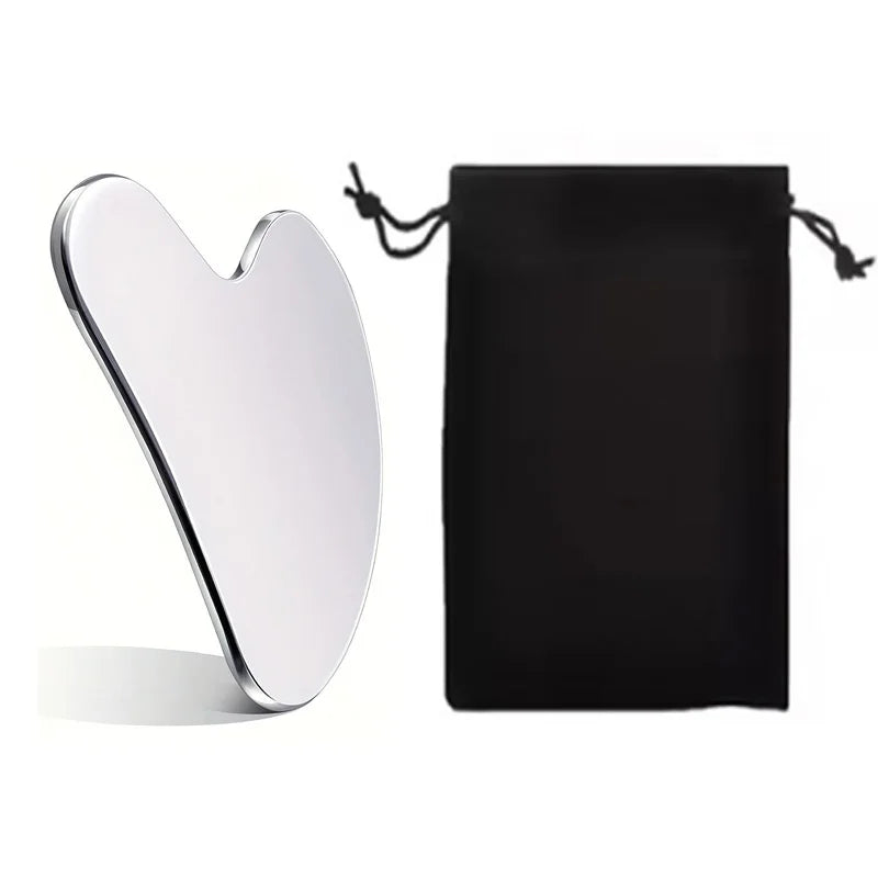 2/3 Piece Set, High Quality Stainless Steel Gua Sha Tool Set, Heart and Lip Shape, Facial Care Tools, Storage Bag