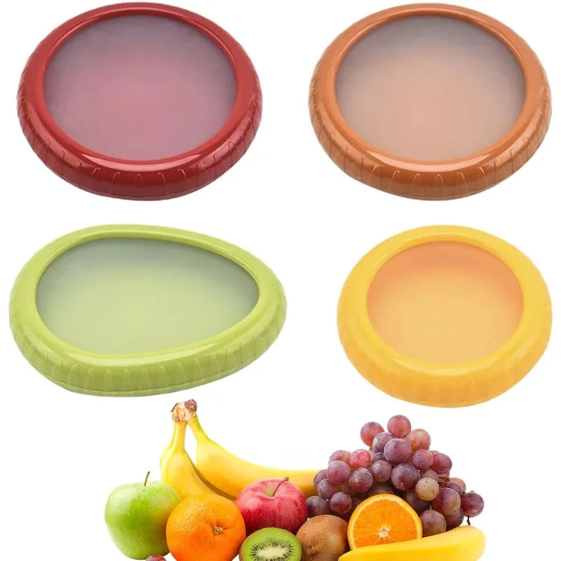 4 Fresh Fruit Storage Box, Fruit Saver Containers,Fruit Storage Containers, Reusable Silicone Food Savers Fridge Storage Boxes