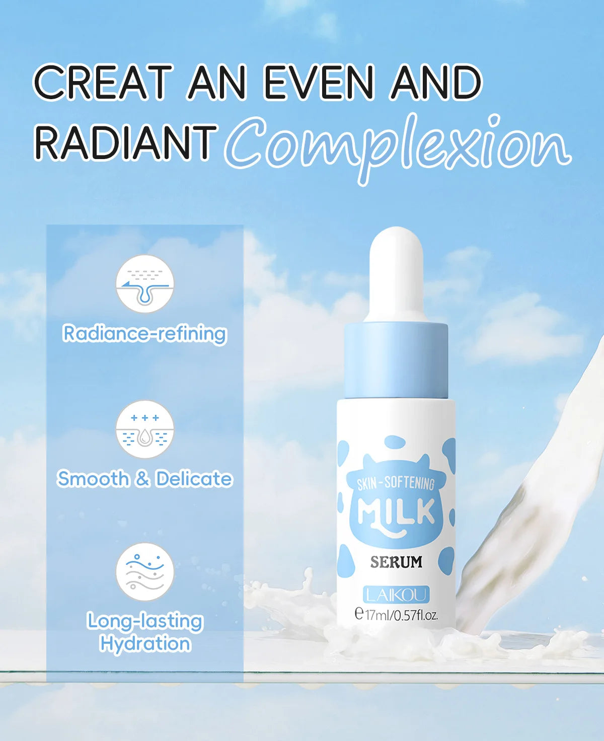 Milk Facial Serum for Face Skincare Moisturizing Hydrating Facial Essence Beauty Face Serum Cream Skin Care Products 17ml