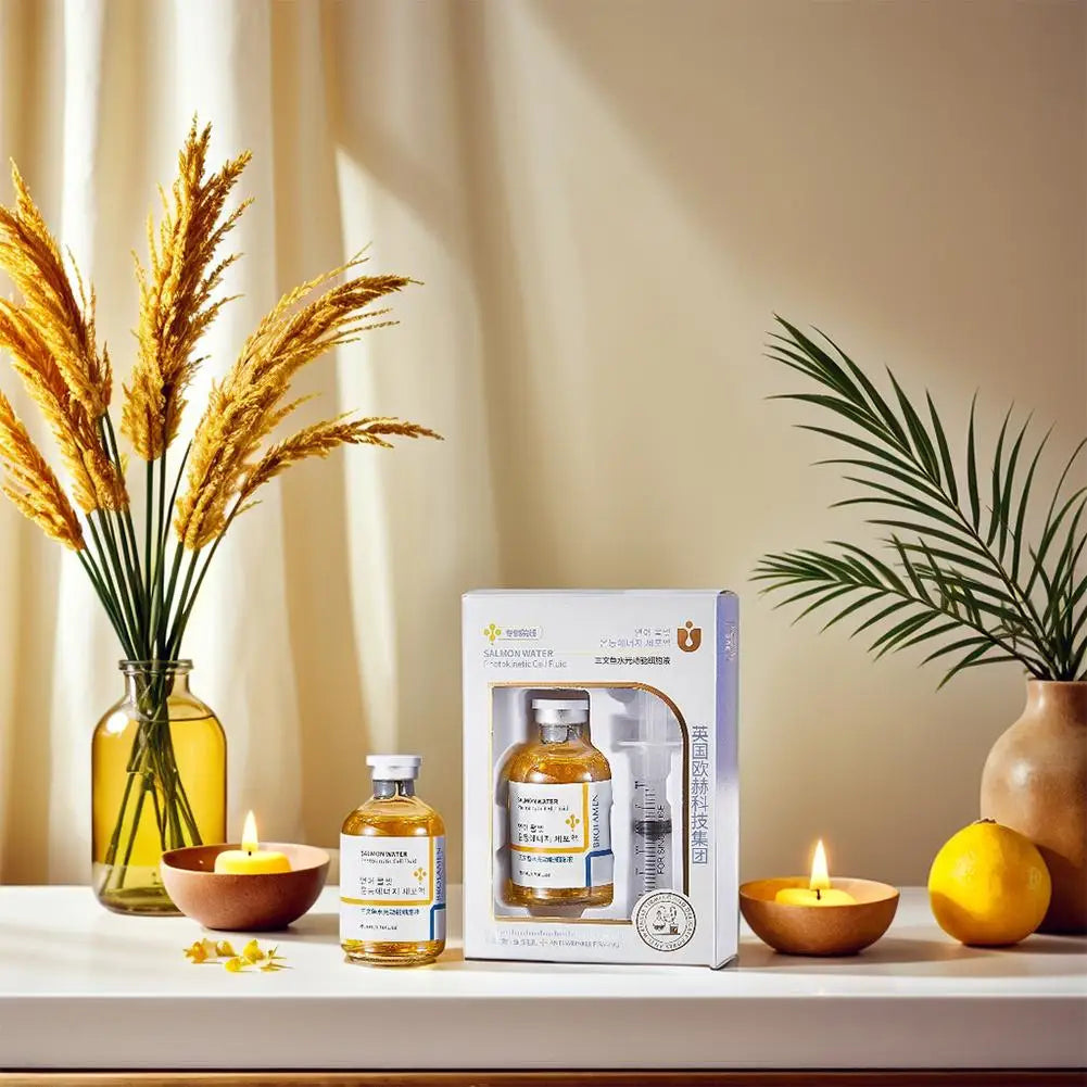 Salmon Oil Facial Serum Liquid Moisturizer Nourishing Repair Smooth Shrink Pore Hyaluronic Acid Face Care Serum 50ml+1ml