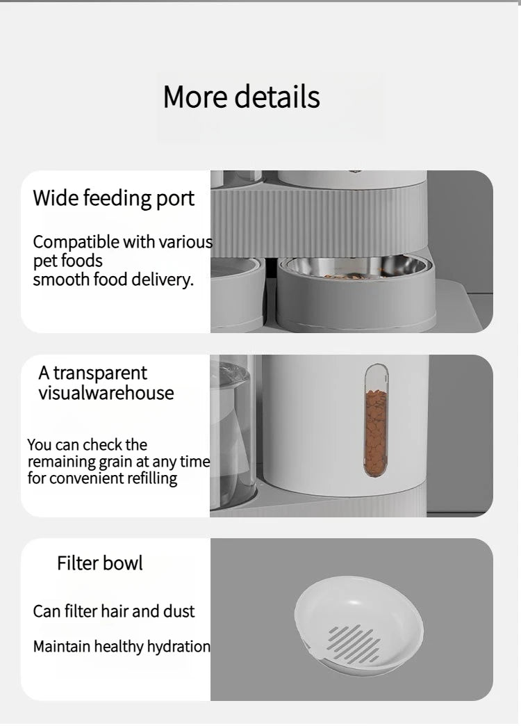 Automatic Pet Feeder and Waterer 2 in 1, Large Capacity Dry Wet Food Separate Dispenser with Timer, Smart Cat Bowl