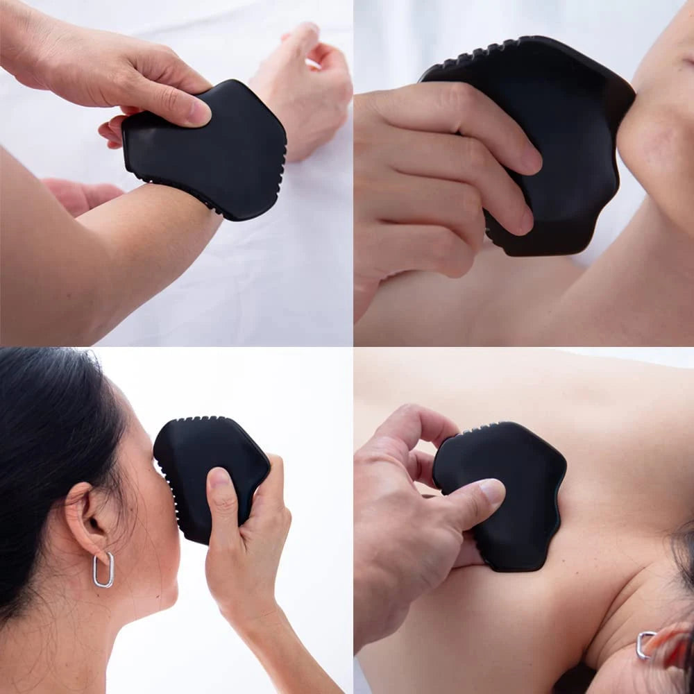 Gua Sha Facial Body Massage Tools,Unique 9-Edge Gua Sha Bian Stone,3D Gua Sha Stone with Ridges,Gua Sha Scraping Massage Tool
