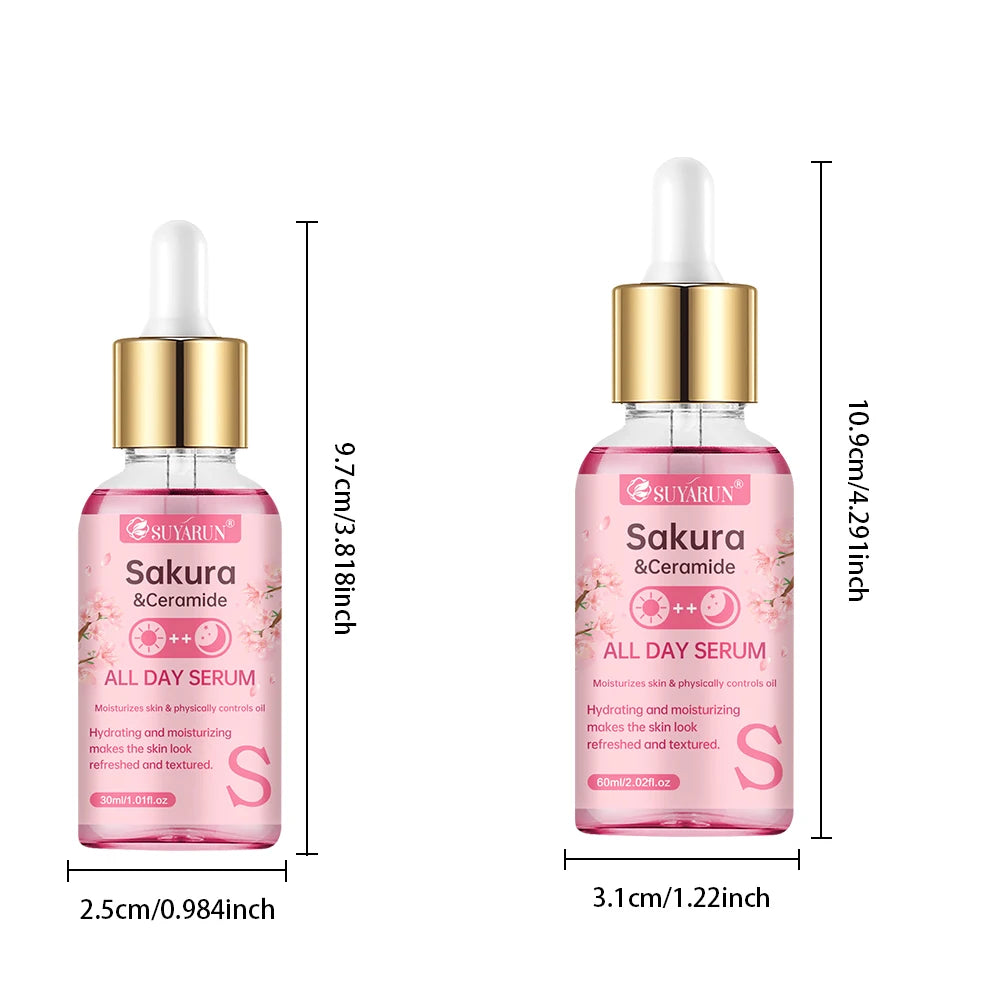 SUYARUN Sakura & Ceramide Essence Serum Anti-Aging Hydrating Facial Treatment for Glowing Skin.