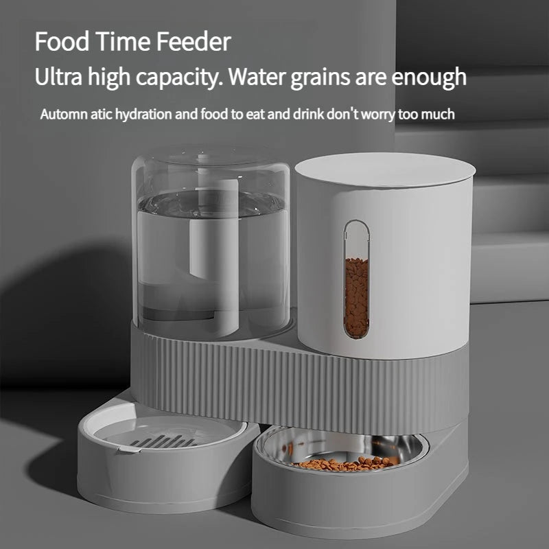 Automatic Pet Feeder and Waterer 2 in 1, Large Capacity Dry Wet Food Separate Dispenser with Timer, Smart Cat Bowl