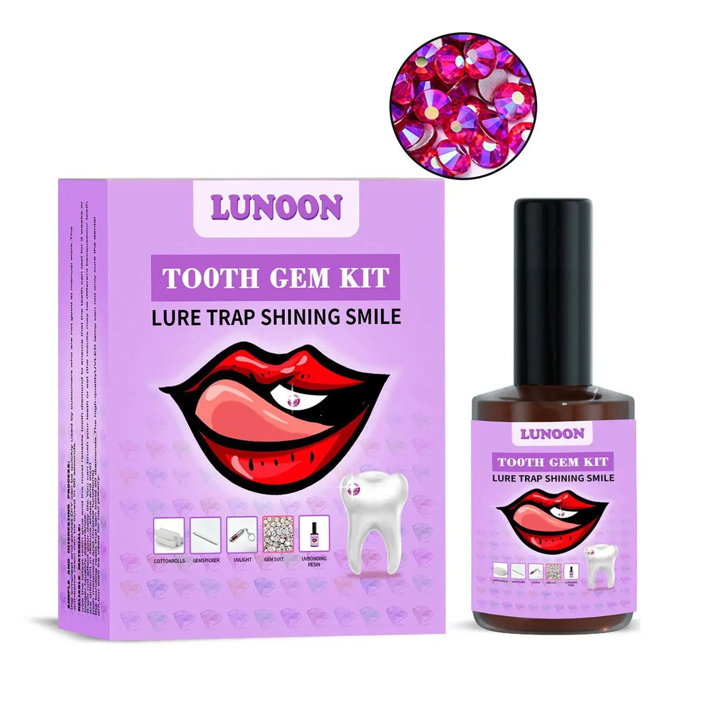 Tooth Jewelry Kit DIY Teeth Gems Kit With Glues And Light Teeth Clear Precious Stone Jewelry Decoration Glittering Tooth Gem Kit