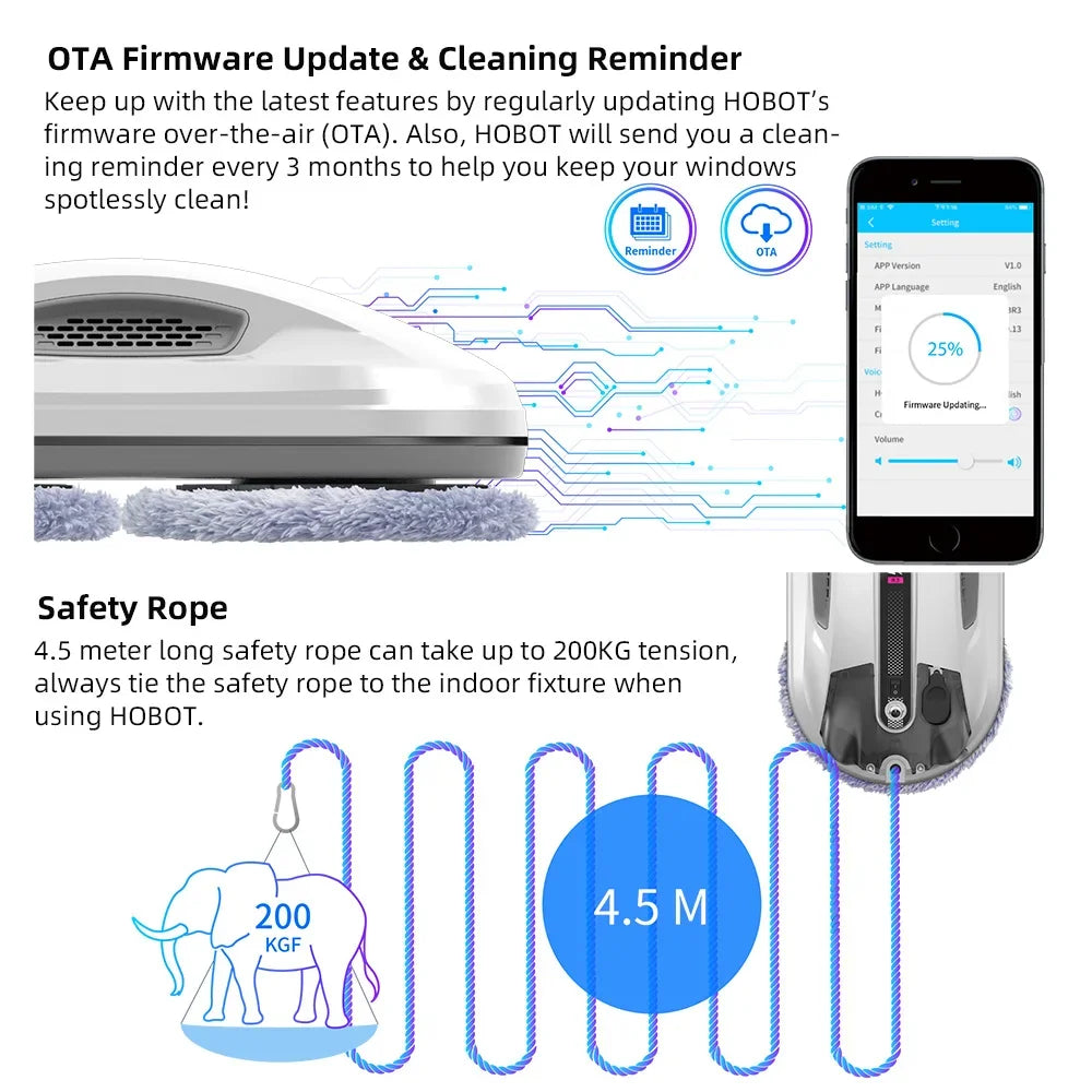 Window Cleaning Robot,  Glass Smart Voice Remote Control Automatic Window Cleaning Robot with Ultra Spray