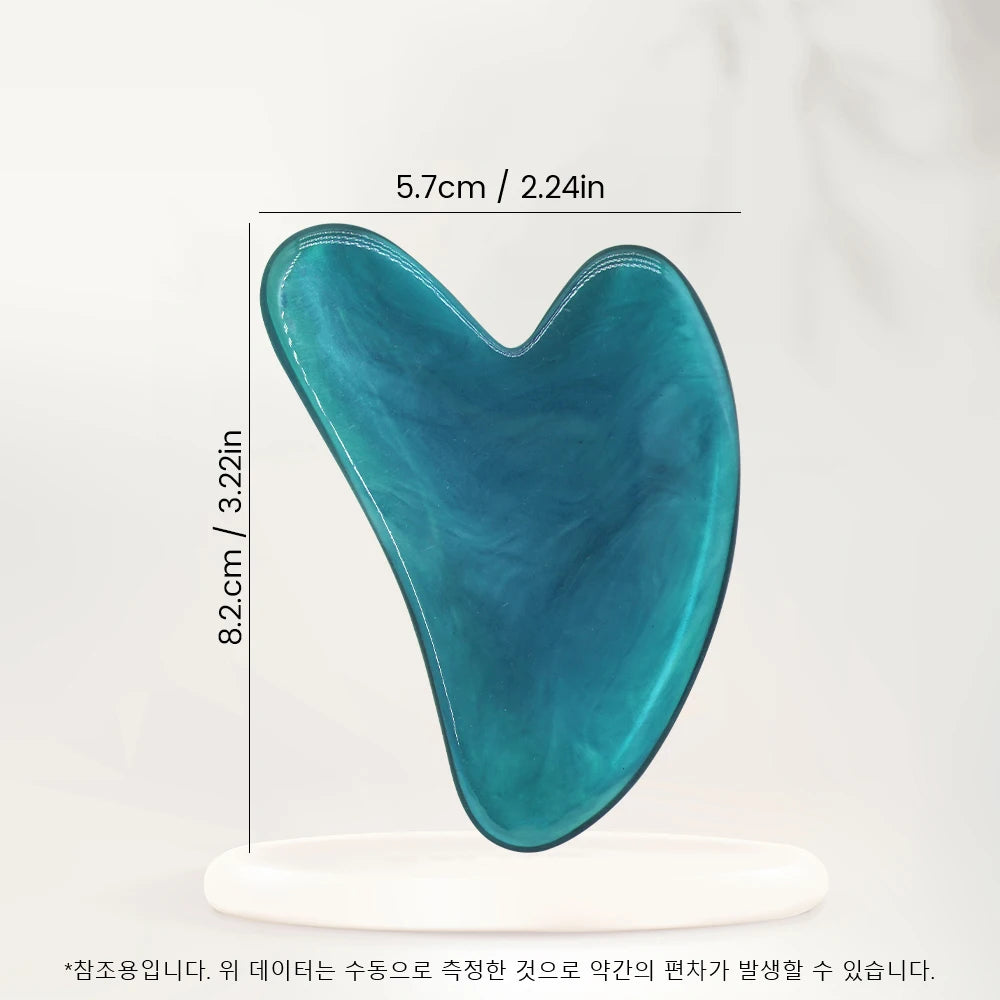 Heart - Shaped Gua Sha in Green Blue and Pink Ideal for Facial and Body Massage Promoting Blood Circulation and Relaxation