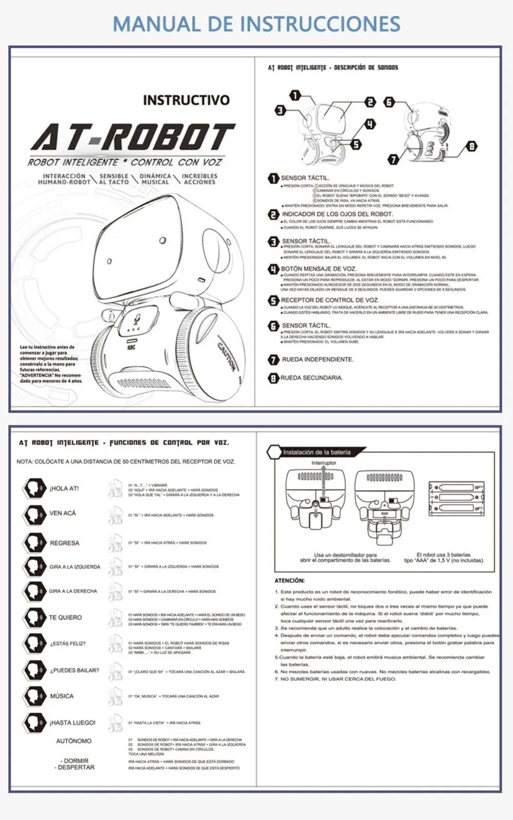 Toy Robot Intelligent Robots Russian & English & Spanish Version Voice & Touch control Toys Interactive Educational RC Robot