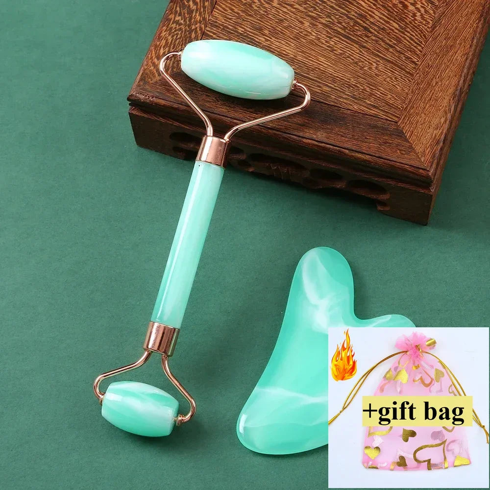 Gua Sha Massage Board for Face Rose Pink Guasha Set Plate Jade Face Massager Scrapers Tools for Face Neck Back Body
