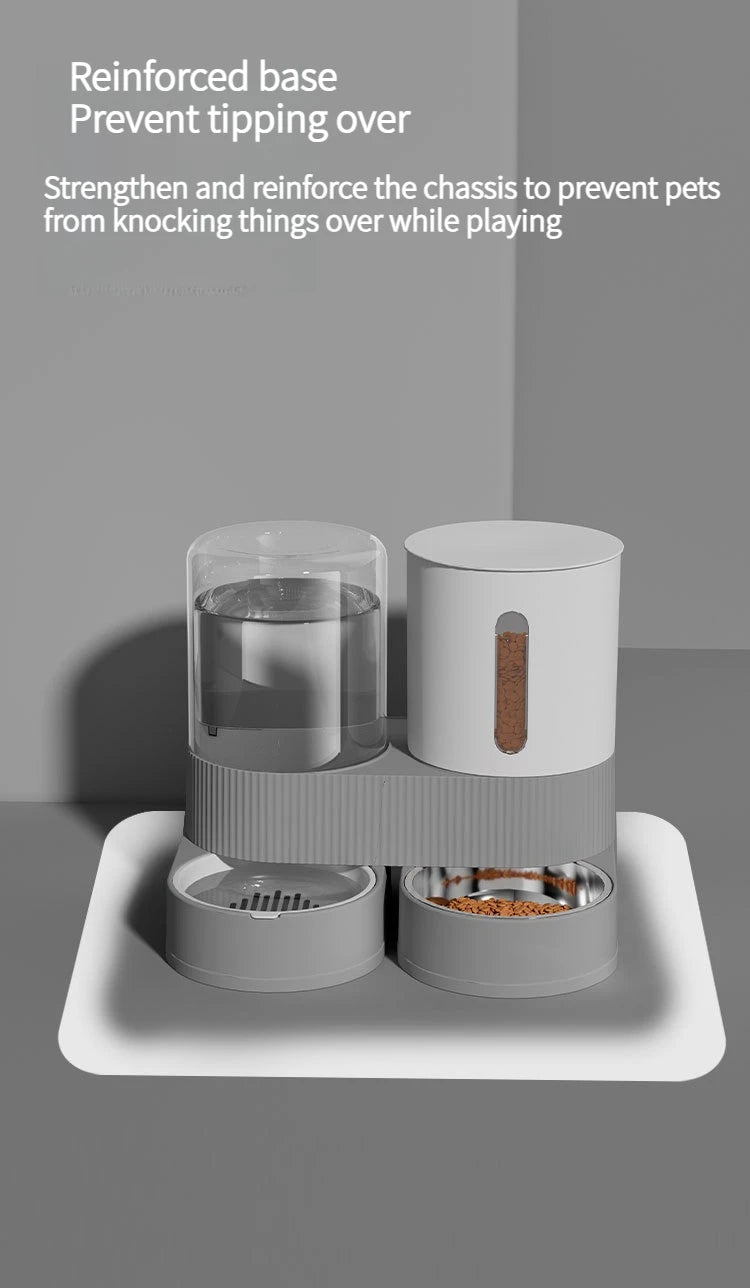 Automatic Pet Feeder and Waterer 2 in 1, Large Capacity Dry Wet Food Separate Dispenser with Timer, Smart Cat Bowl