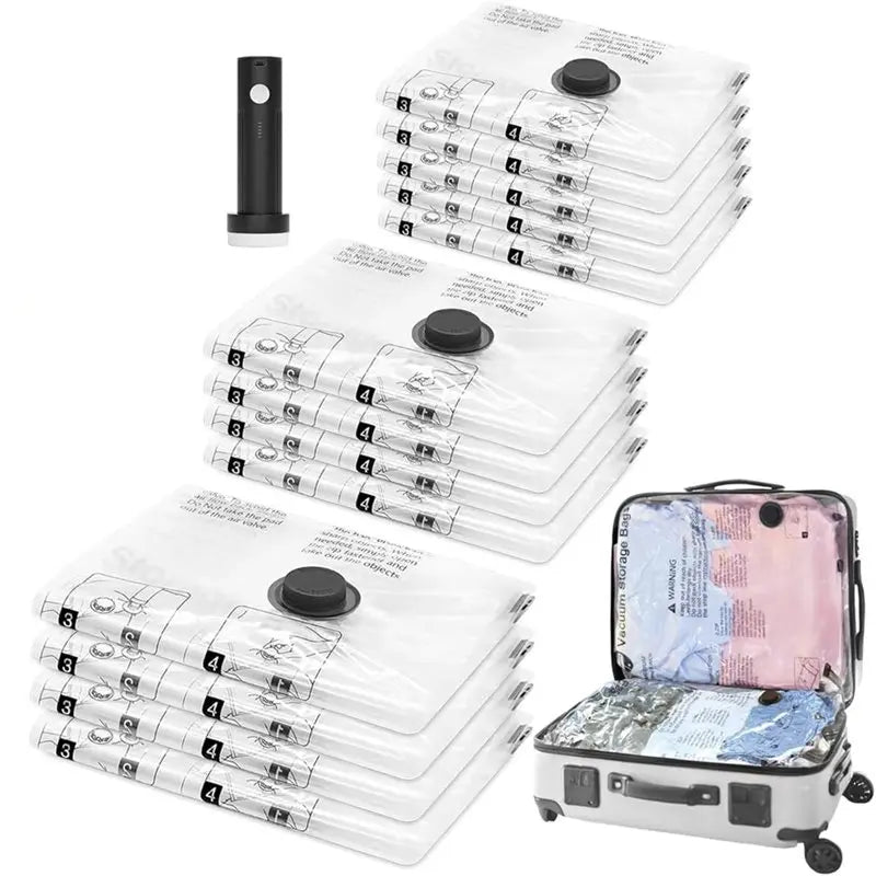 B59B-Space Saver Vacuum Storage Bag With Pump For Clothing,Travel Vacuum Seal Bag Vacuum Packing Bags For Luggage, Blankets