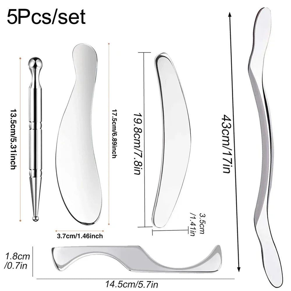 1/4/5/7pcs Stainless Steel Gua Sha Scraping Massage Tool Set IASTM Tools Great Soft Tissue Mobilization Tool