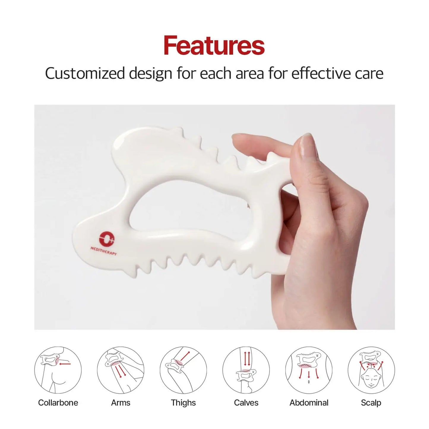 MEDITHERAPY SOKSAL Ergonomic Versatile Handheld Gua Sha Board for Face & Body, Gua Sha Massage Tool Relaxation & Beauty Massager