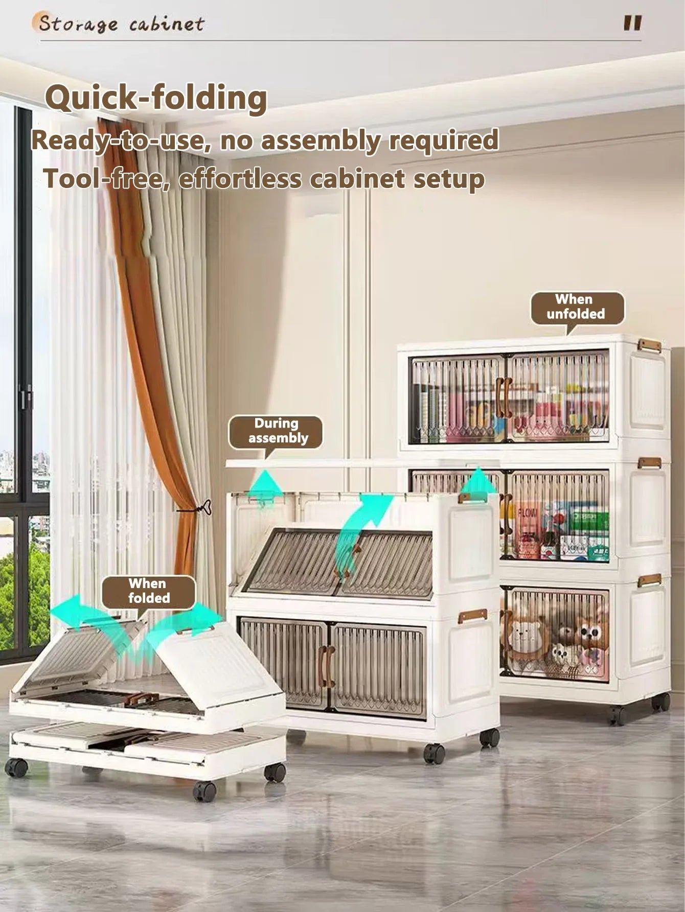 Foldable Sundries Cabinet Dustproof Storage Wardrobe Home Organization Solution