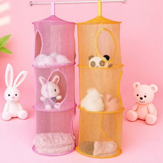 Cylindrical Multi Layer Hanging Wall Storage Organizer Toy Clothes Bag for Home Organization