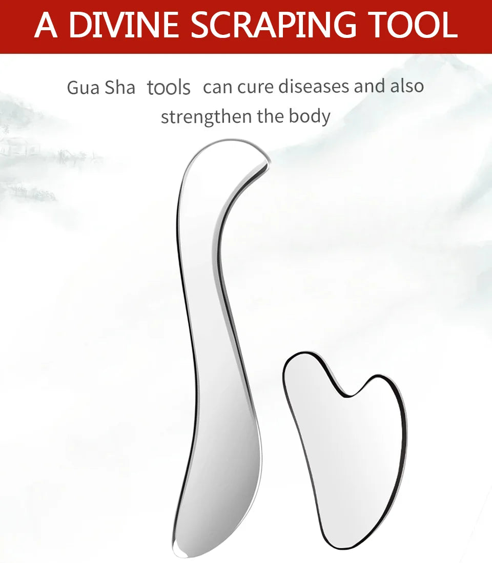 Stainless Steel Gua Sha Scraping Tool Guasha Massage Tool Set for Soft Tissue Scraping Used for Back, Legs, Arms,Neck,Shoulder