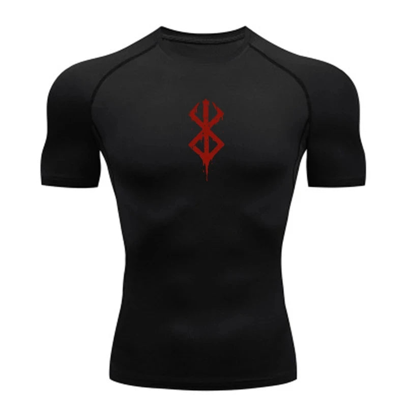 Compression Shirt Men Short Running T Shirt Gym Sports Top Quick Dry Breathable Black Fitness Sportswear Bodybuilding Clothing