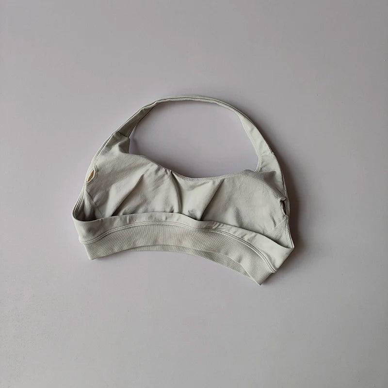 Sports Bra Women Shockproof Seamless Halter Top High Support Push-up Open Back Gym Wear Fitness Yoga Workout Underwear