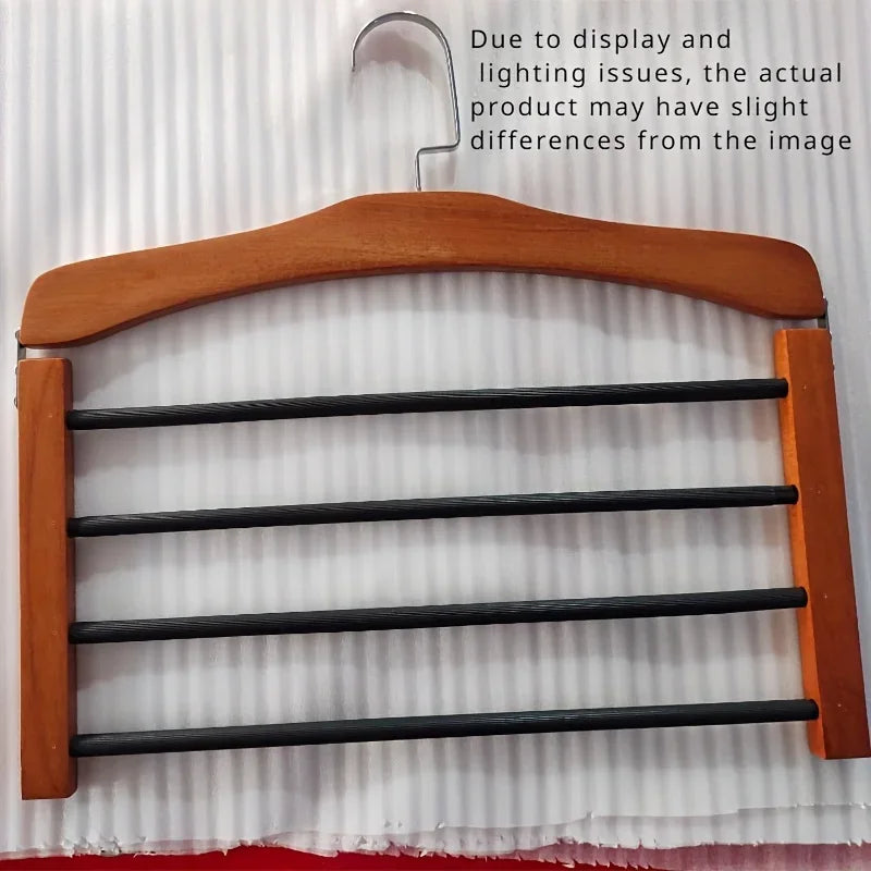 [Space-Saving] Space-Saving Wooden Pants Hanger |   1pc |   Wooden |   Multi-Tier |   Closet Organizer for Ties, Scarves & More