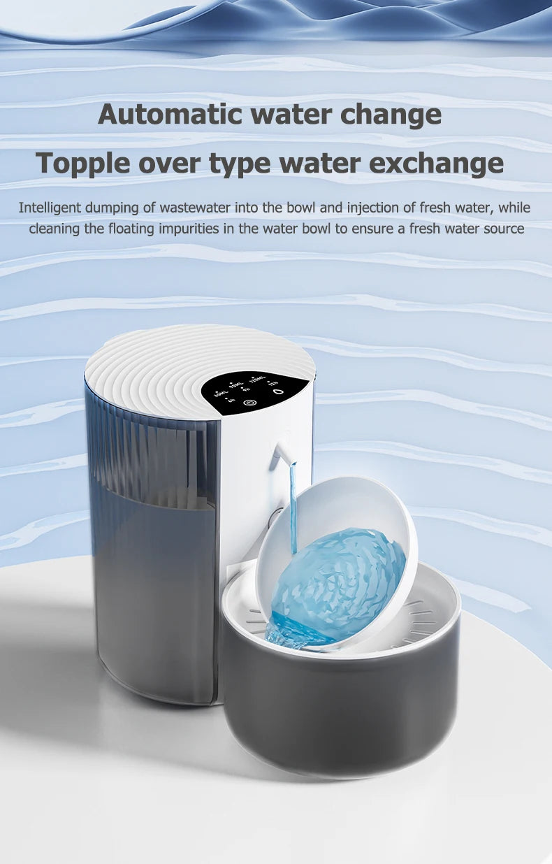 Smart Pet Water Dispenser, Wireless Cat Water Fountain, Dumping Dog Water Dispenser, Rechargeable Automatic Water Feeder