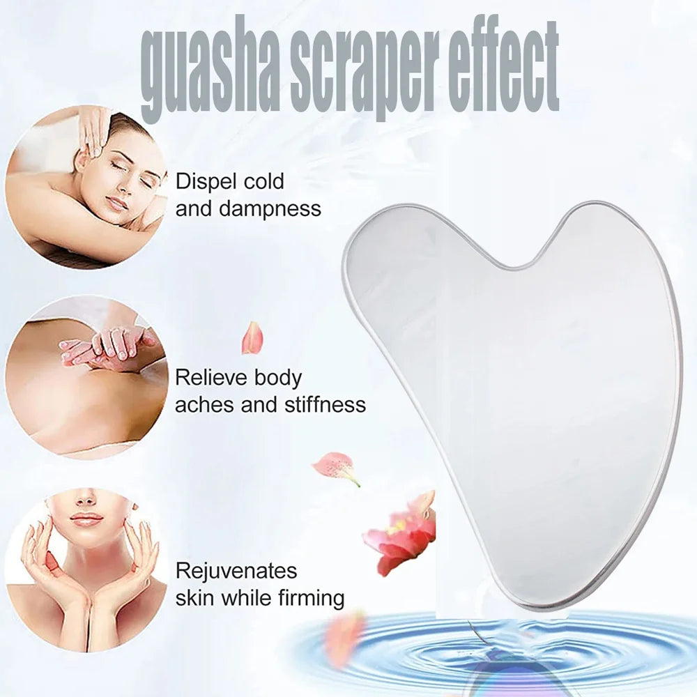 Soothing and Cooling, Stainless Steel Gua Sha Facial Massager - Cooling Eye and Face Tool for Firming, Jawline and Relaxation