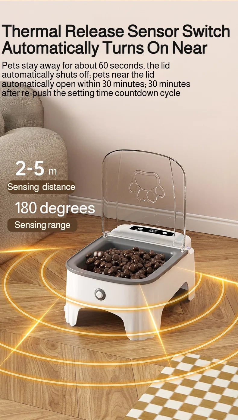 Pet Smart Sensor Feeder Automatic Sensor Open Lid Feeding Machine Cat Food Moistureproof Neck Care Smart Feeder for Small Dog