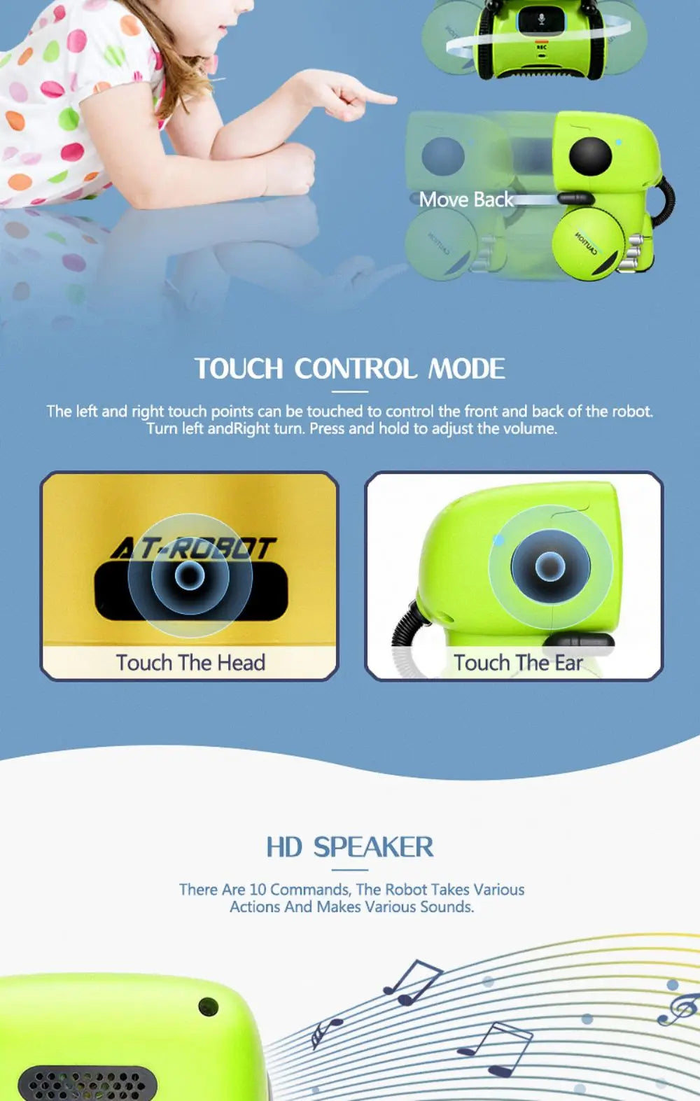 Toy Robot Intelligent Robots Russian & English & Spanish Version Voice & Touch control Toys Interactive Educational RC Robot