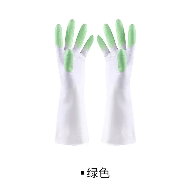 1 Pair Kitchen Household Gadgets Dish Washing Tools Soft Scrubber Rubber Dishwashing Gloves Kitchen Cleaning Silicone Gloves