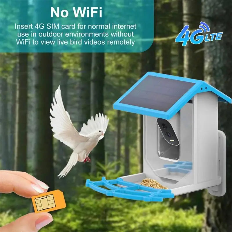Smart Bird Feeder with Camera,2K HD Video, AI Identify Birds Species Solar Powered,Auto Capture Videos & Notify of Birds Arrival