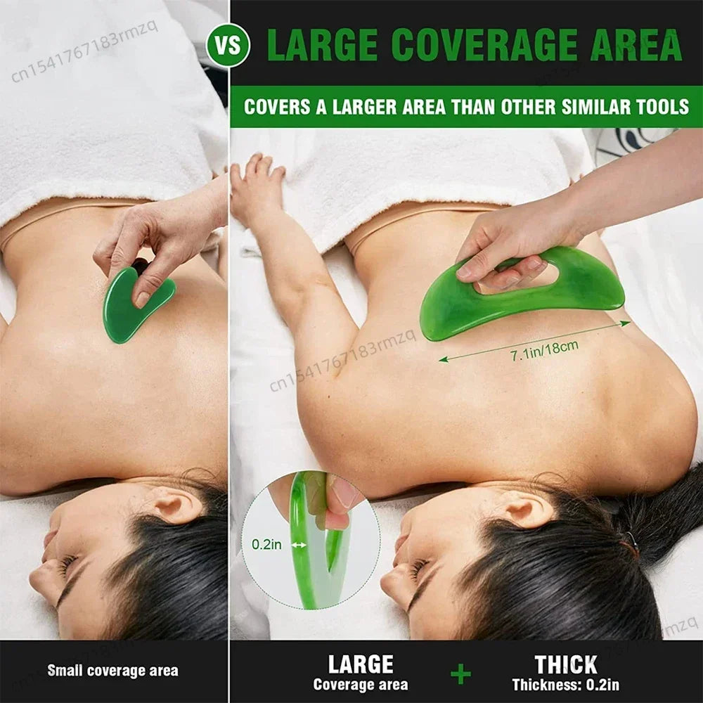 Gua Sha Massage Tool with Handle (Resin) Larger Guasha Scraping Tool for Back Neck Face Leg Massage, Lymphatic Drainage