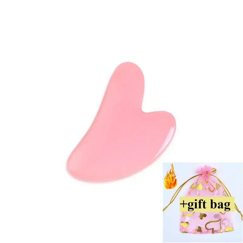 Gua Sha Massage Board for Face Rose Pink Guasha Set Plate Jade Face Massager Scrapers Tools for Face Neck Back Body