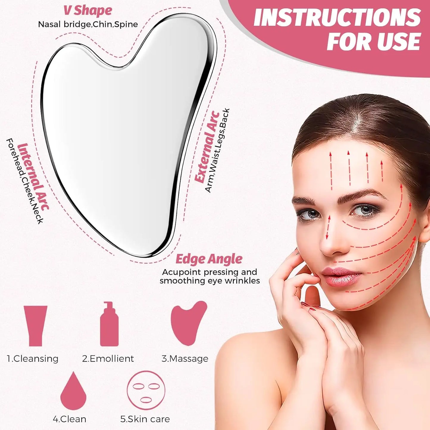 2025 New Gua Sha Facial Tools Scraping Massage Tool Stainless Steel SUS304 Smooth SPA Therapy For Face gua shua