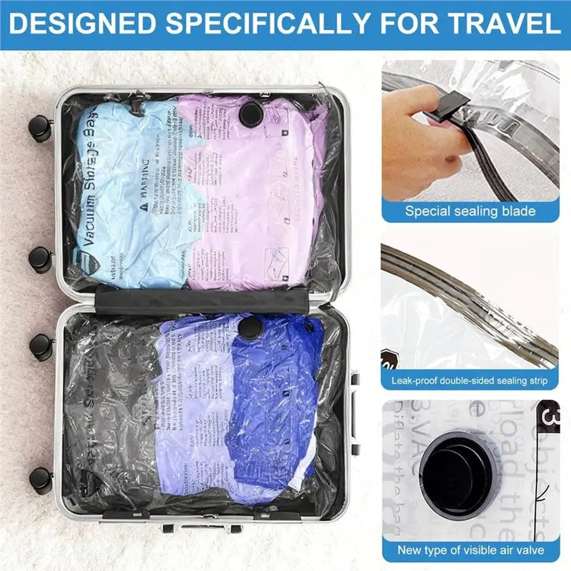 A52Q-Space Saver Vacuum Storage Bag With Pump- Vacuum Seal Bag For Clothing& Travel, Ideal For Luggage, Blankets