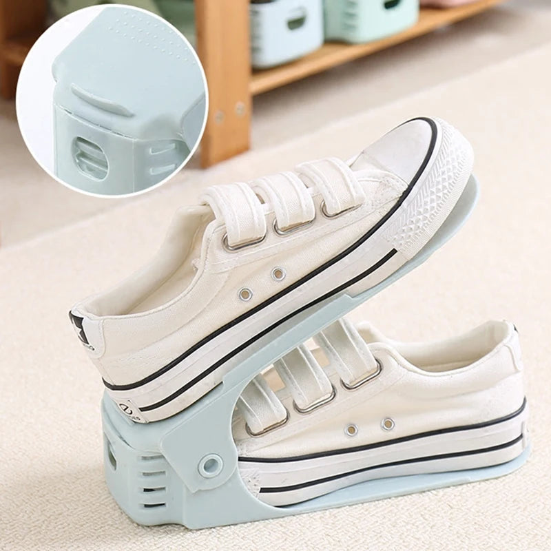 8pcs Adjustable Shoe Stacker Double Shelf Space Savers Shoe Slots Organizer Shoe Slots Shoe Rack Holder for Closet Organization