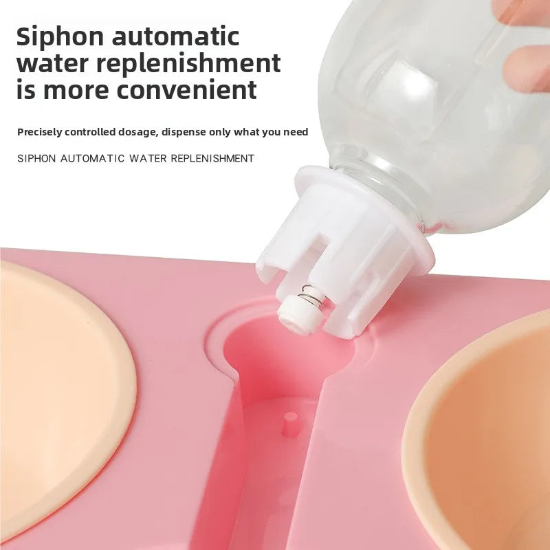 Pet feeding bowl cloud-shaped three bowls of food, snacks, water integrated feeder