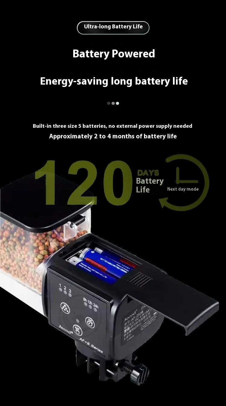 Jietao Smart Fish Tank Feeder for Ornamental Fish, Automatic Food Dispenser with Timer, 500ml Large Capacity