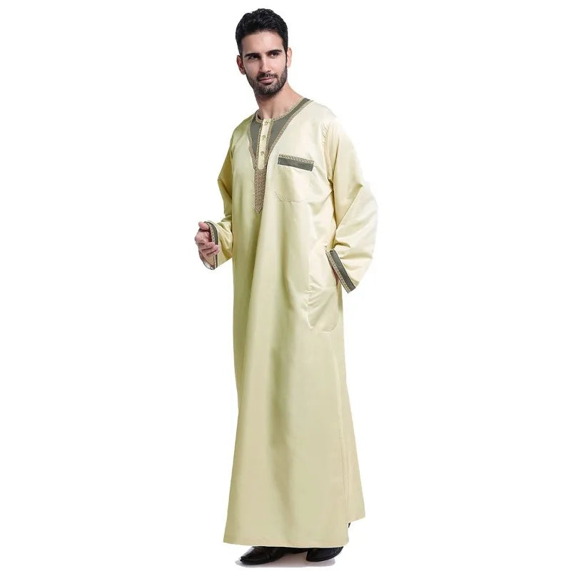 Islamic Ethnic Costume Muslim Clothing Ramadan Arabic Kaftan Colorful Long Sleeve Robes Middle East Men Clothes Festival Party