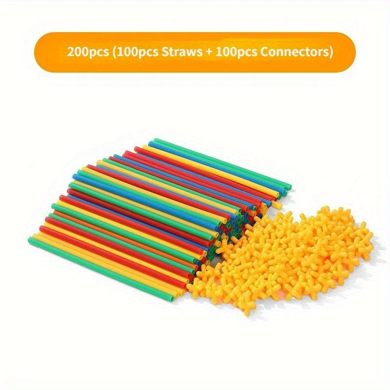Straw Builder Toys Construction Toys Interlocking Plastic Toys, Engineering Toys, Fine Tube Building Blocks Toys