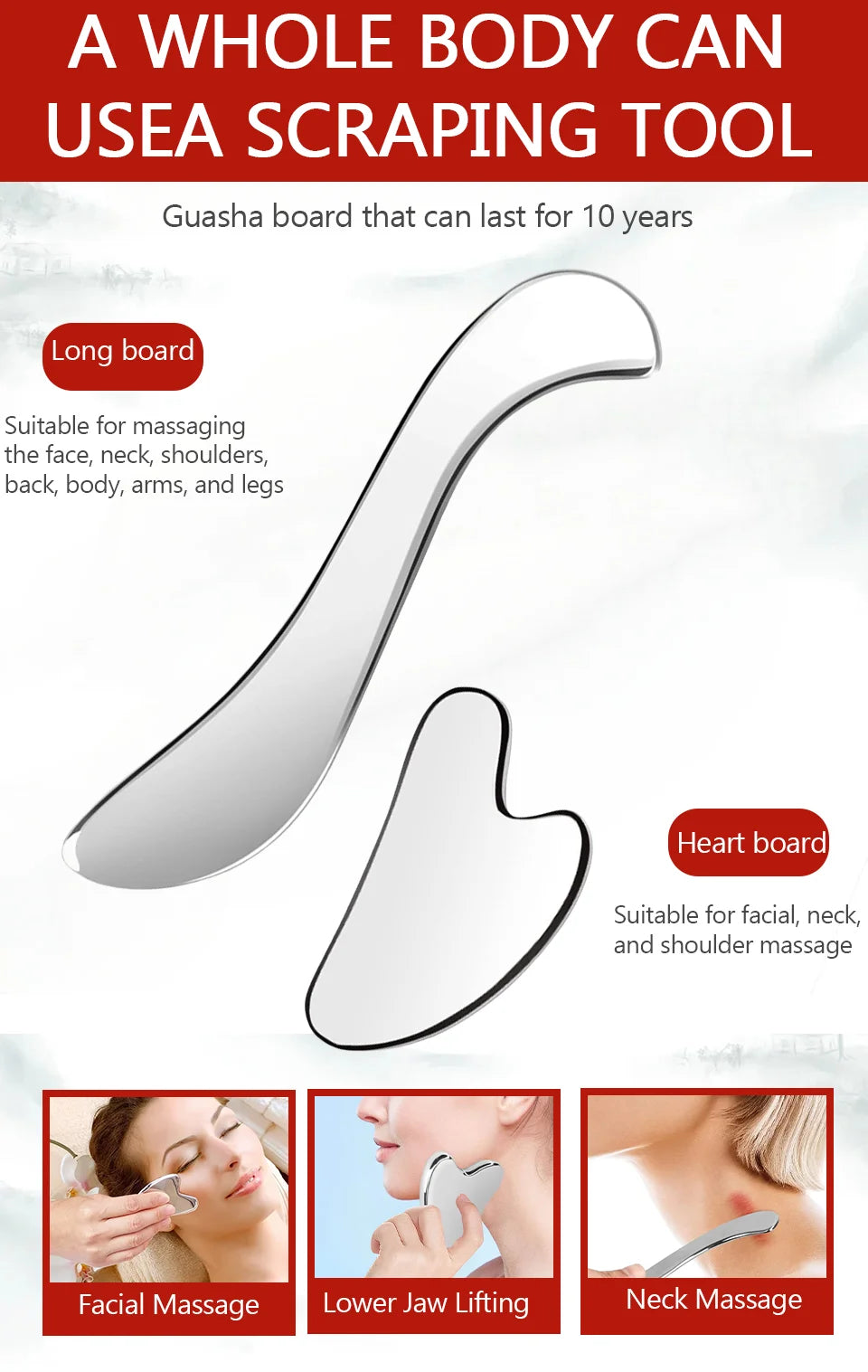 Stainless Steel Gua Sha Scraping Tool Guasha Massage Tool Set for Soft Tissue Scraping Used for Back, Legs, Arms,Neck,Shoulder