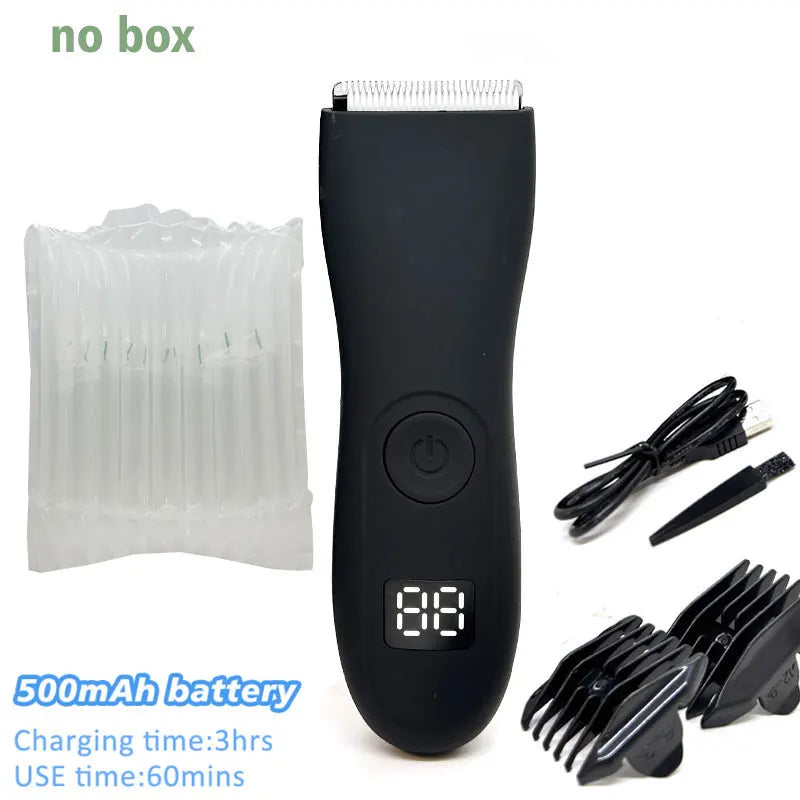 Men's Electric Groin Hair Trimmer Pubic Hair Trimmer Body Grooming Clipper for Men Bikini Epilator Rechargeable Shaver Razor