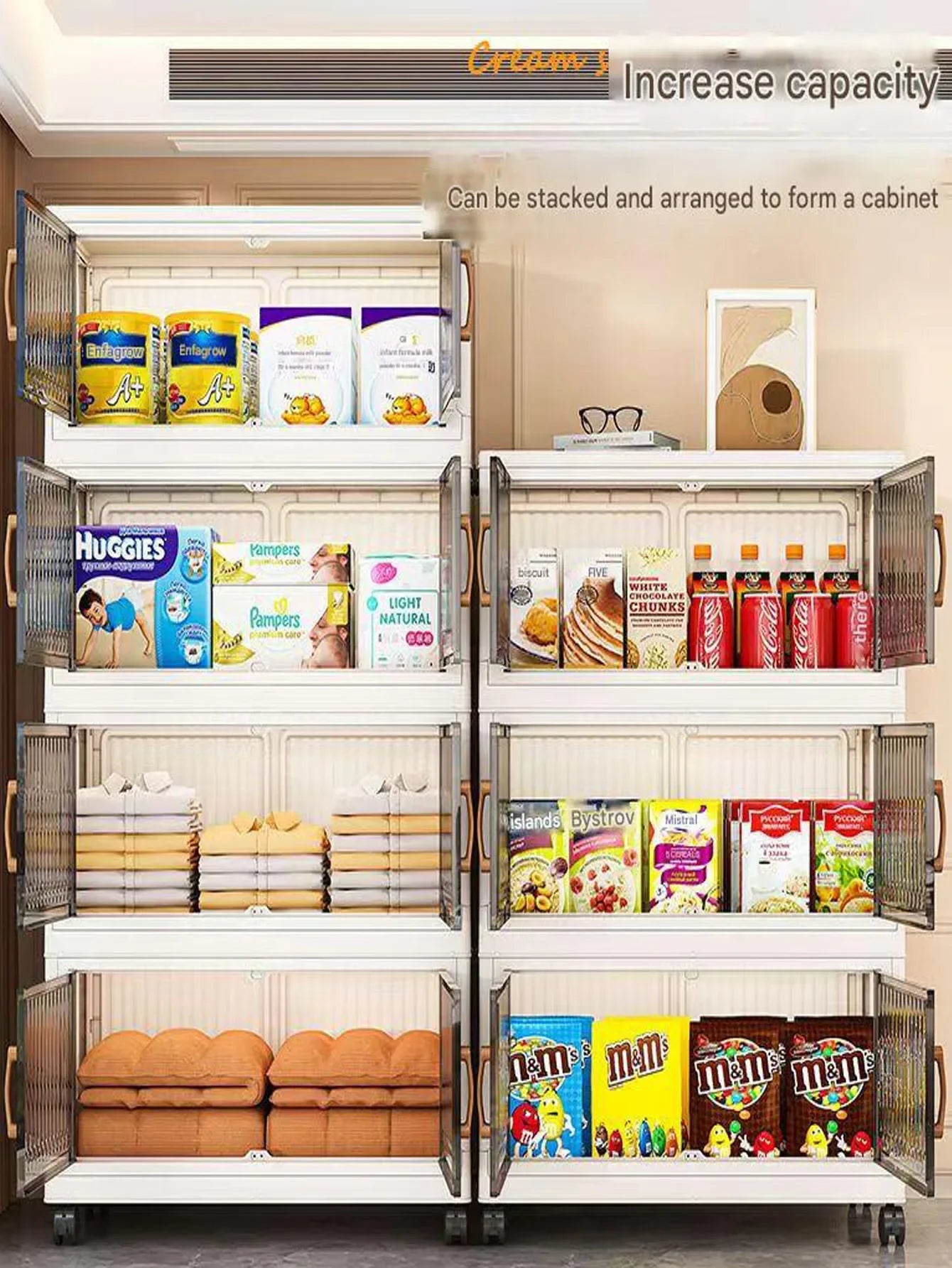 Foldable Sundries Cabinet Dustproof Storage Wardrobe Home Organization Solution