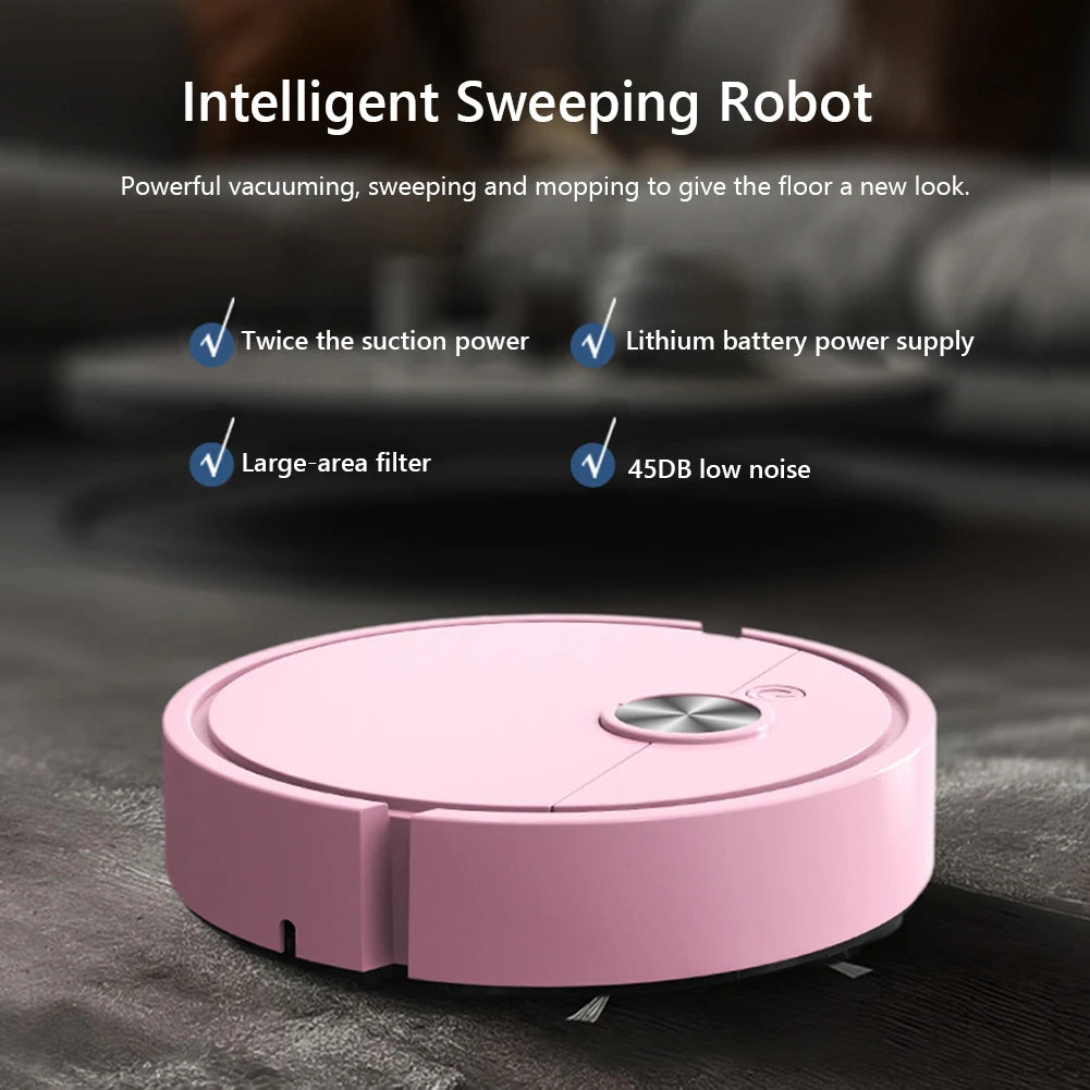 3 In 1 Smart Sweeping Robot Wireless Assistant Mopping Cleaner Easy To Use Mini Cleaning Machine For Carpet Hard Floors Pet Hair